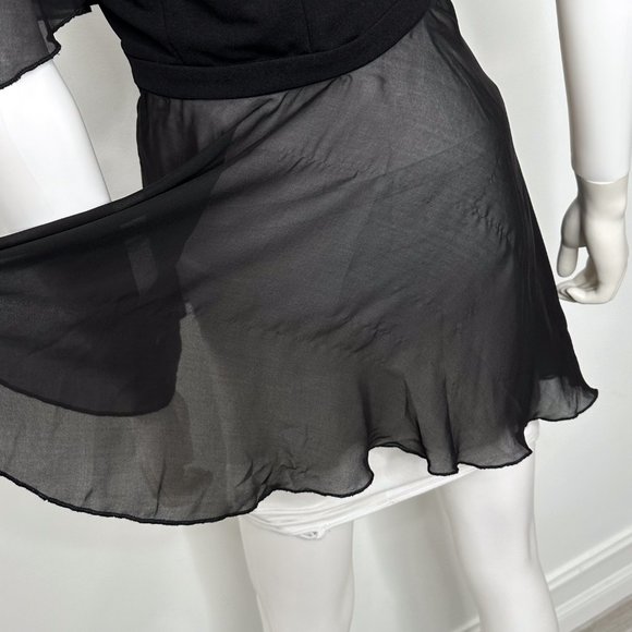 By Egreis Off-The-Shoulder Asymmetrical Chiffon Detail Blouse in Black Size L - Picture 15 of 16